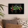 Chilipepers - Basilicum - Blaadjes - Rood canvas 2cm klein -sfeer1