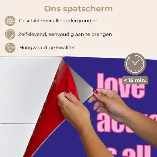 Tekst - Valentijn - Love - Blauw keuken achterwand spatscherm klein -spatscherm_NL