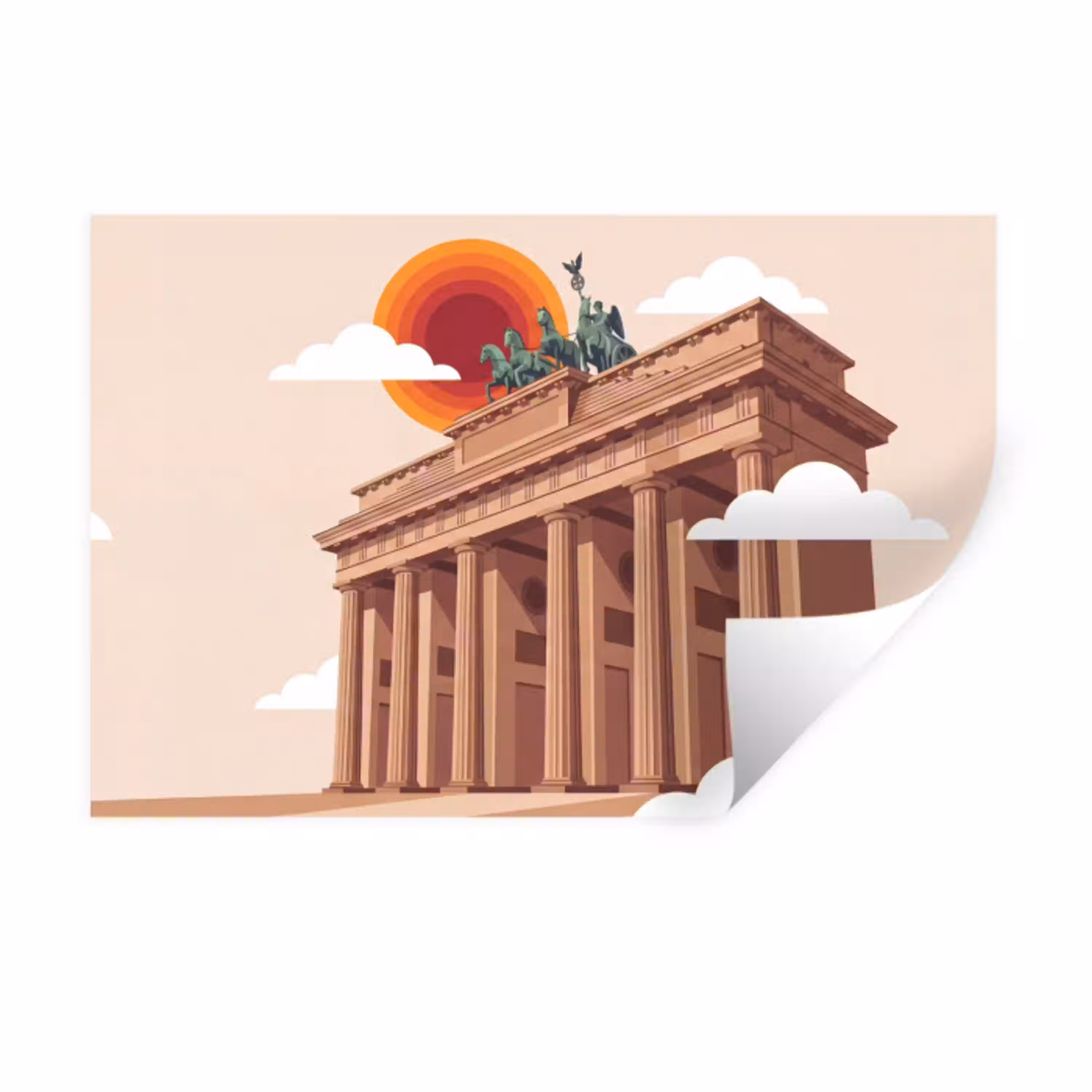 Architectuur - Brandenburg - Berlijn - Zonsondergang - Historisch Muursticker klein -3d