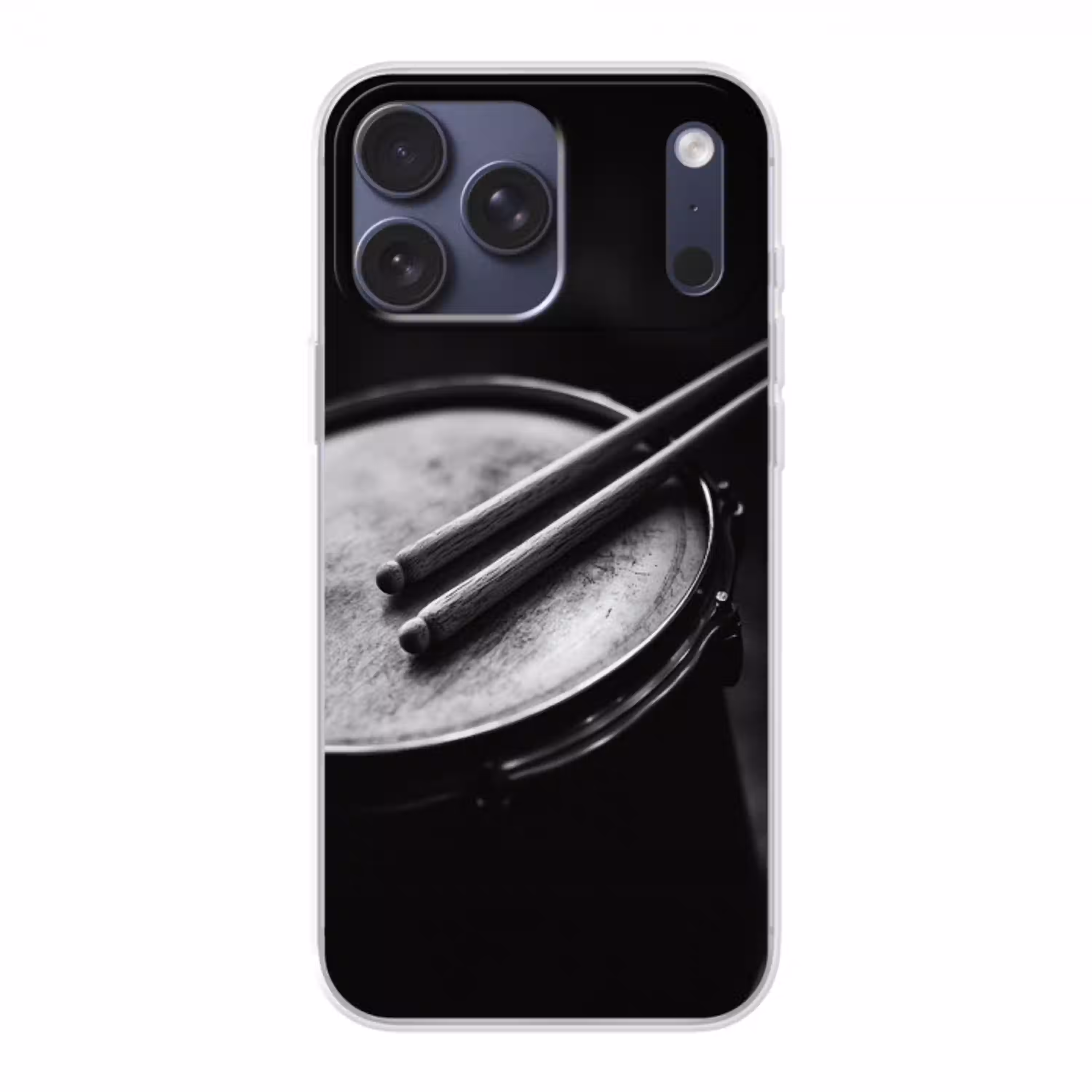 Trommel - Close-up - Drumstokken - Zwart Telefoonhoesje iPhone 17 Pro Max klein -3d