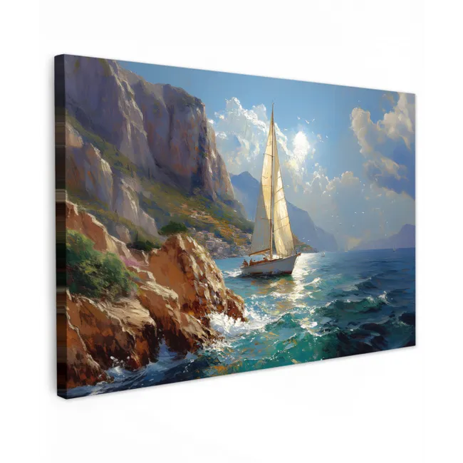 Zeilschip - Zee - Rotsen - Wolken canvas 2cm klein -z3d