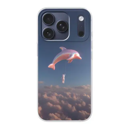Dolfijn - Roze - Astronaut Telefoonhoesje iPhone 17 Pro klein -3d