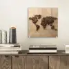 Wereldkaart - Zandkleur - Koffiebonen plexiglas 5mm klein -sfeer1