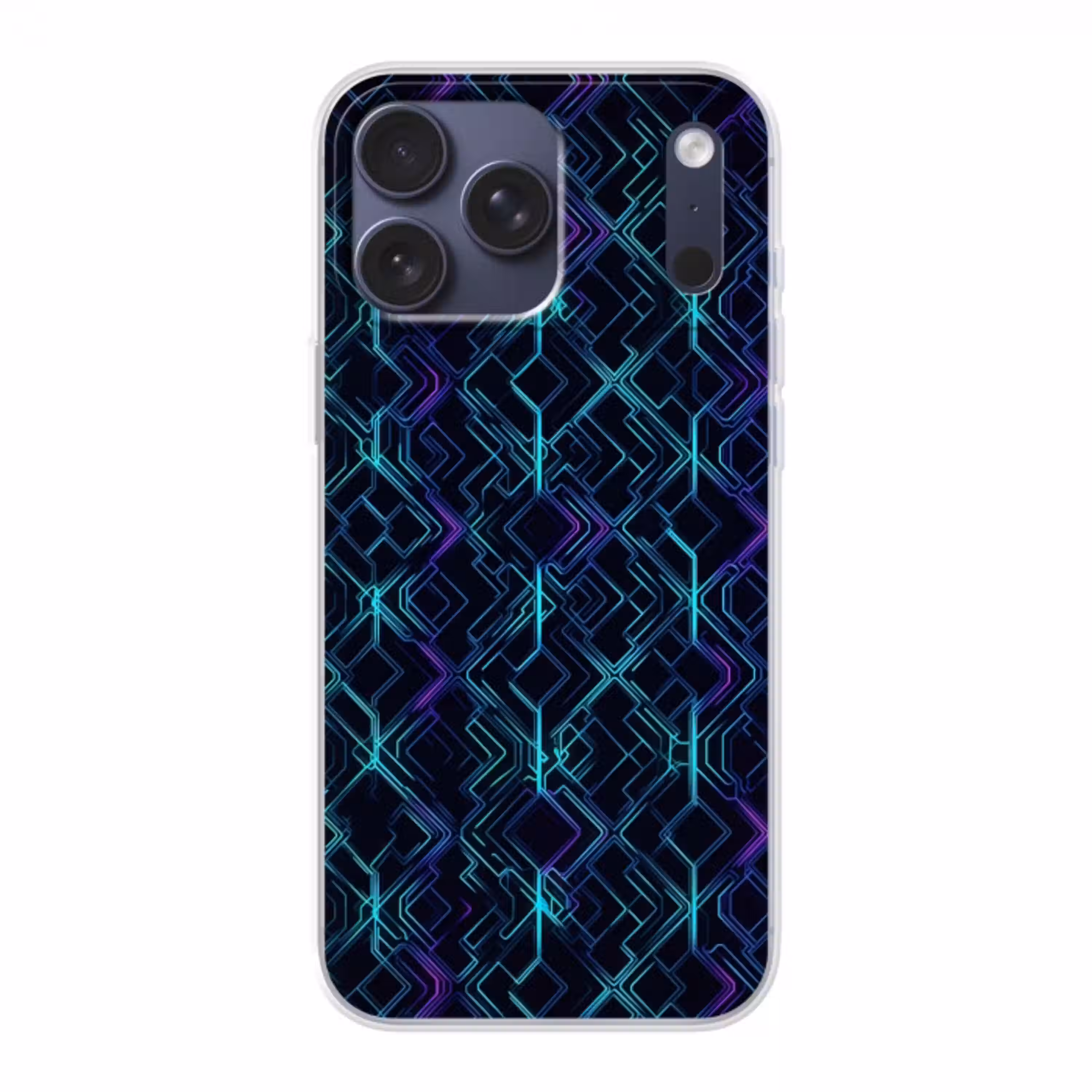 Gaming - Ruitvormen - Abstract - Neon - Paars Telefoonhoesje iPhone 17 Pro Max klein -3d