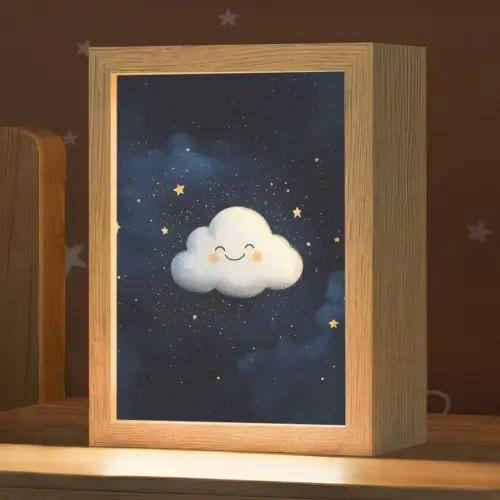 Wolkje - Gezichtje - Sterren - Donkerblauw Light Box met kabel klein -zzz_3d_website