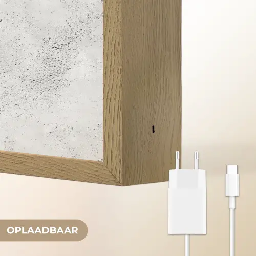 Lichtgrijs - Ruw - Subtiel Light Box met batterij (Wandlamp) middel 907 -USP_websiteoplaadbaarNL