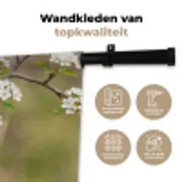 Putter - Bloesem - Lente - Natuur - Kleurrijk Wandkleed katoen middel -sfeer2