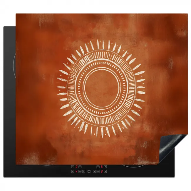 Abstract - Lijnen - Zonnestralen - Roodbruin Inductie beschermer vinyl 3mm middel -3d