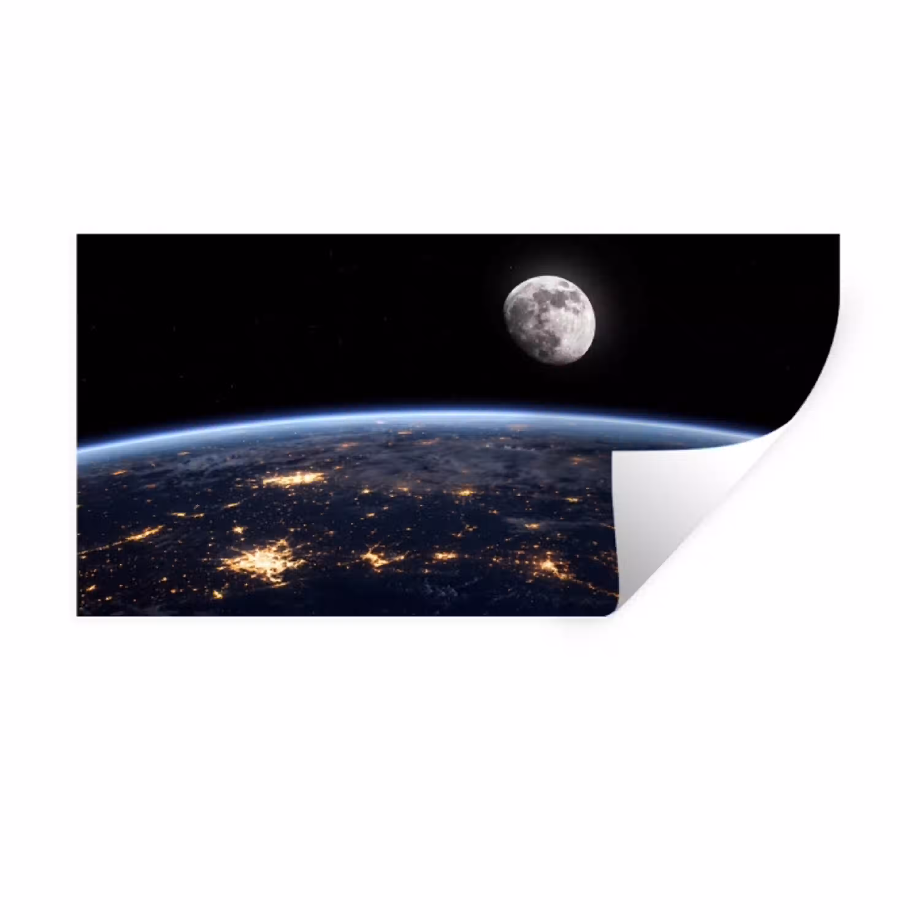Aarde - Nacht - Ruimte Muursticker klein -3d