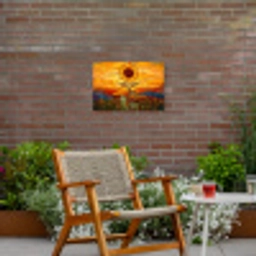 Zonnebloem - Mozaïek - Zonsondergang - Geel Tuinposter op houten frame 2 cm dik klein -sfeer3