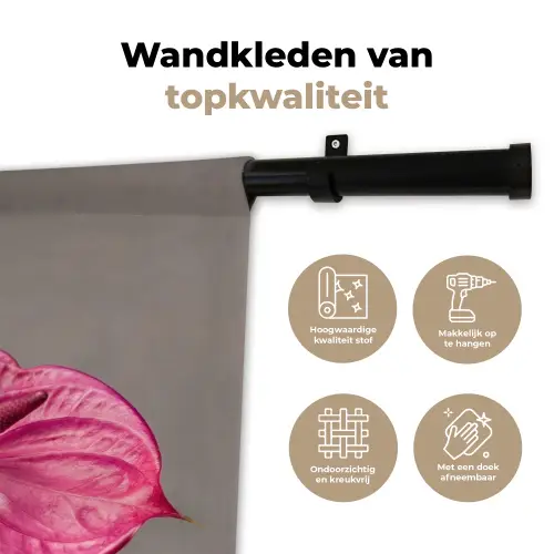Planten - Anthurium - Groen - Roze Wandkleed katoen klein -sfeer2