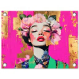 Bloemenkroon - Goud - Vrouw - Portret tuinposter los doek klein -3d