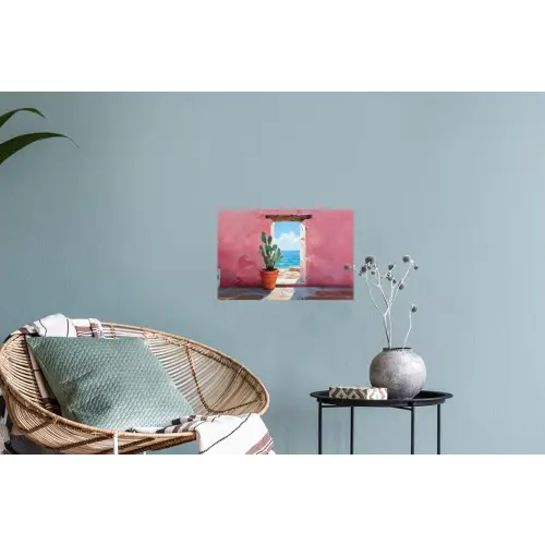 Zee - Roze - Cactus Muursticker klein -plant