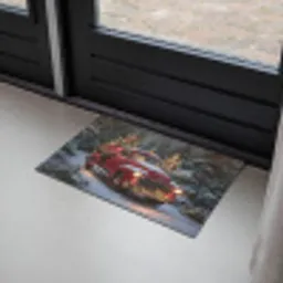 Kersttruck - Sneeuwbos - Rood Deurmat klein -sfeer2