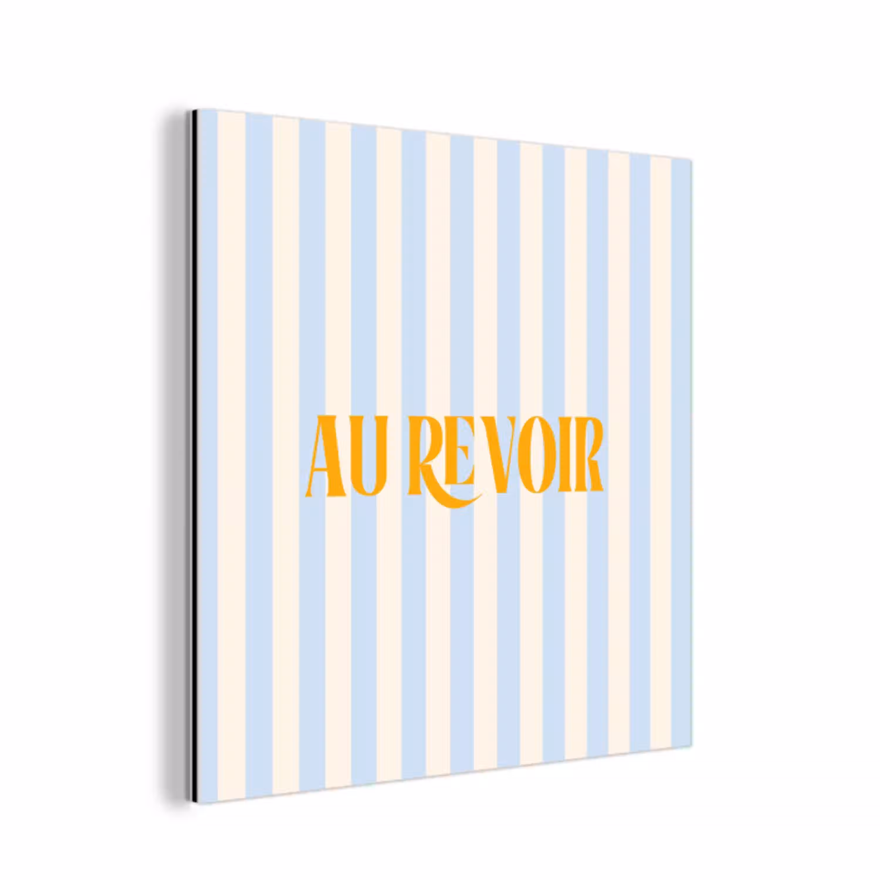 Oranje - Blauw - Strepen - Au revoir aluminium wit klein -3d