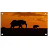 Olifanten - Savanne - Zonsondergang tuinposter los doek klein -3d