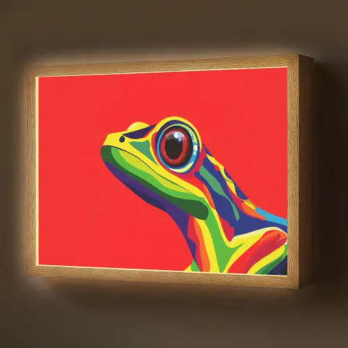 Kikker - Kleurrijk - Strepen - Ogen Light Box met batterij (Wandlamp) middel -z3d_website
