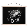 Taco - Kruiden - Witte krijtstijl - Tekst textielposter latten blank klein -3d