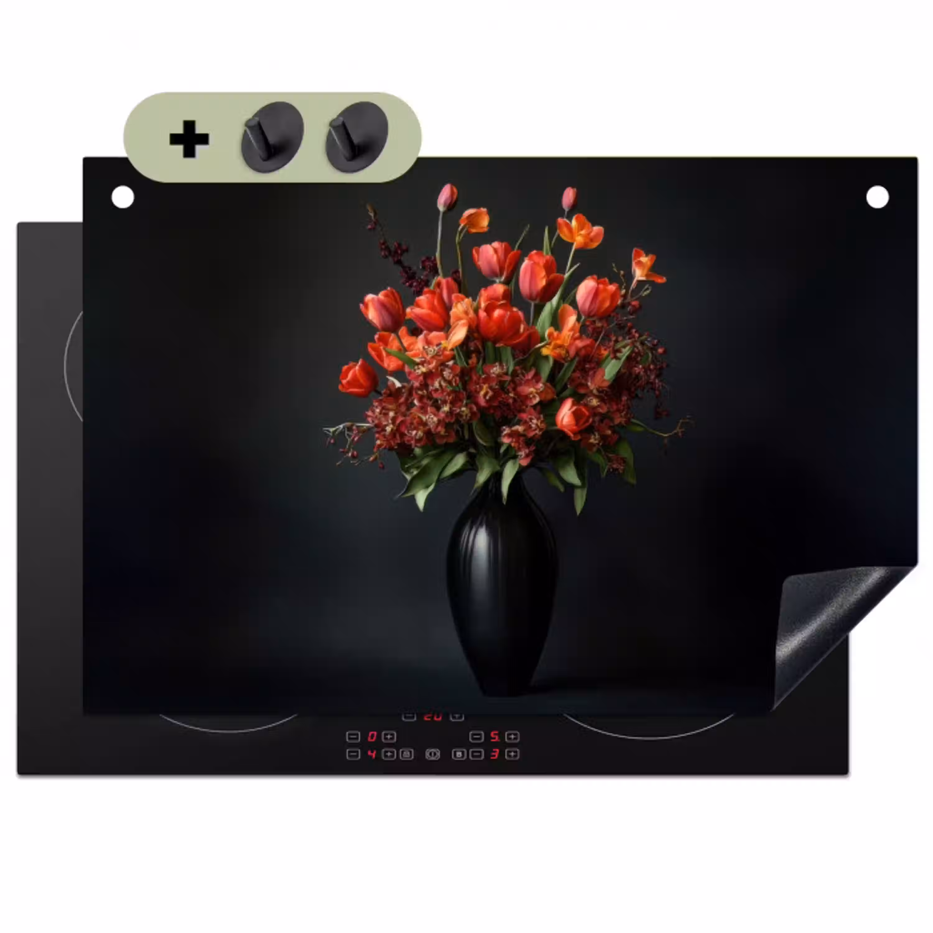 Boeket - Tulpen - Vaas - Rood Inductie beschemer met haakjes klein -3d