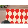 Golvend patroon - Retro - Rood - Beige muismat rubber klein 262 -closeup