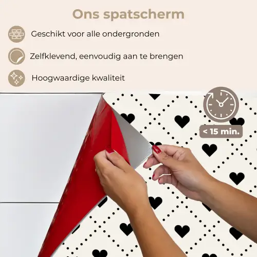 Hart - Vierhoek - Wit - Zwart keuken achterwand spatscherm klein 900 -spatscherm_NL