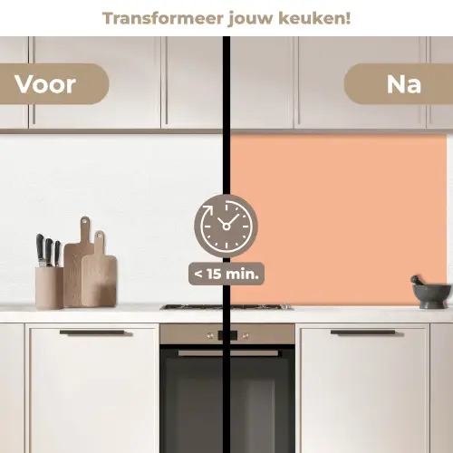 Abrikoos - Roze - Pastel - Effen - Kleur keuken achterwand 2 middel 871 -voor-na2_NL