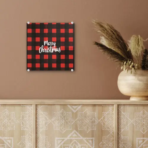 Geruit - Rood - Tekst - Christmas plexiglas 5mm klein -sfeer5