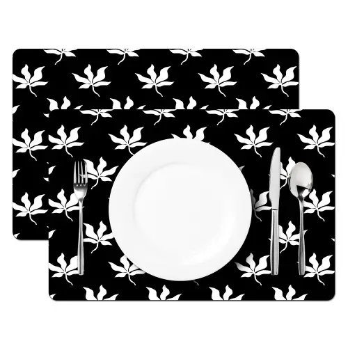 Silhouet - Bladeren - Wit - Zwart Placemat vinyl groot 368 -zzsfeer2_Kitchenyeah-website