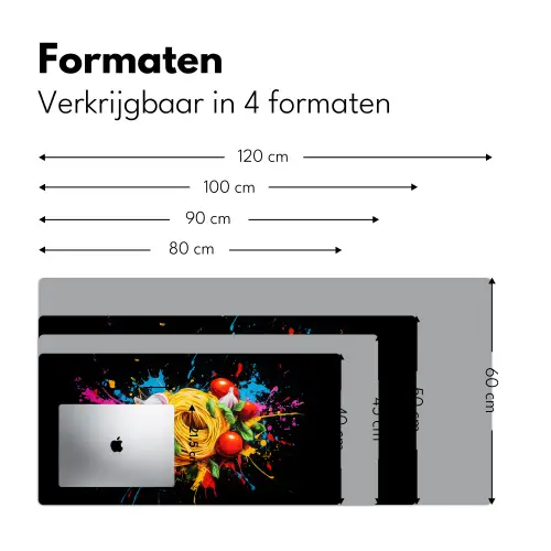 Spaghetti - Graffiti - Verf - Kleurrijk - Eten - Modern Muismat XXL klein -sfeer5