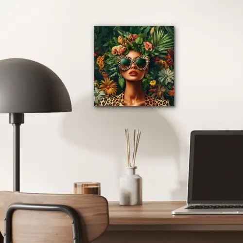 Vrouw - Panterprint - Jungle - Natuur - Luxe aluminium wit klein -sfeer5