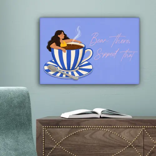 Mok - Koffie - Vrouw - Paars canvas 2cm klein -sfeer4