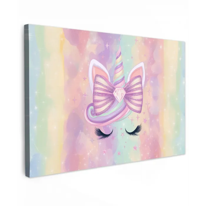 Eenhoorn - Glitters - Regenboog - pastel canvas 2cm klein -z3d