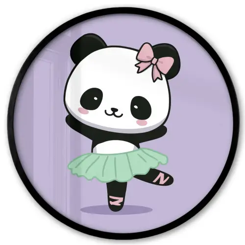 Panda - Paars - Sierlijk - Kawaii Fotolijst rond zonder passe partout klein -3d