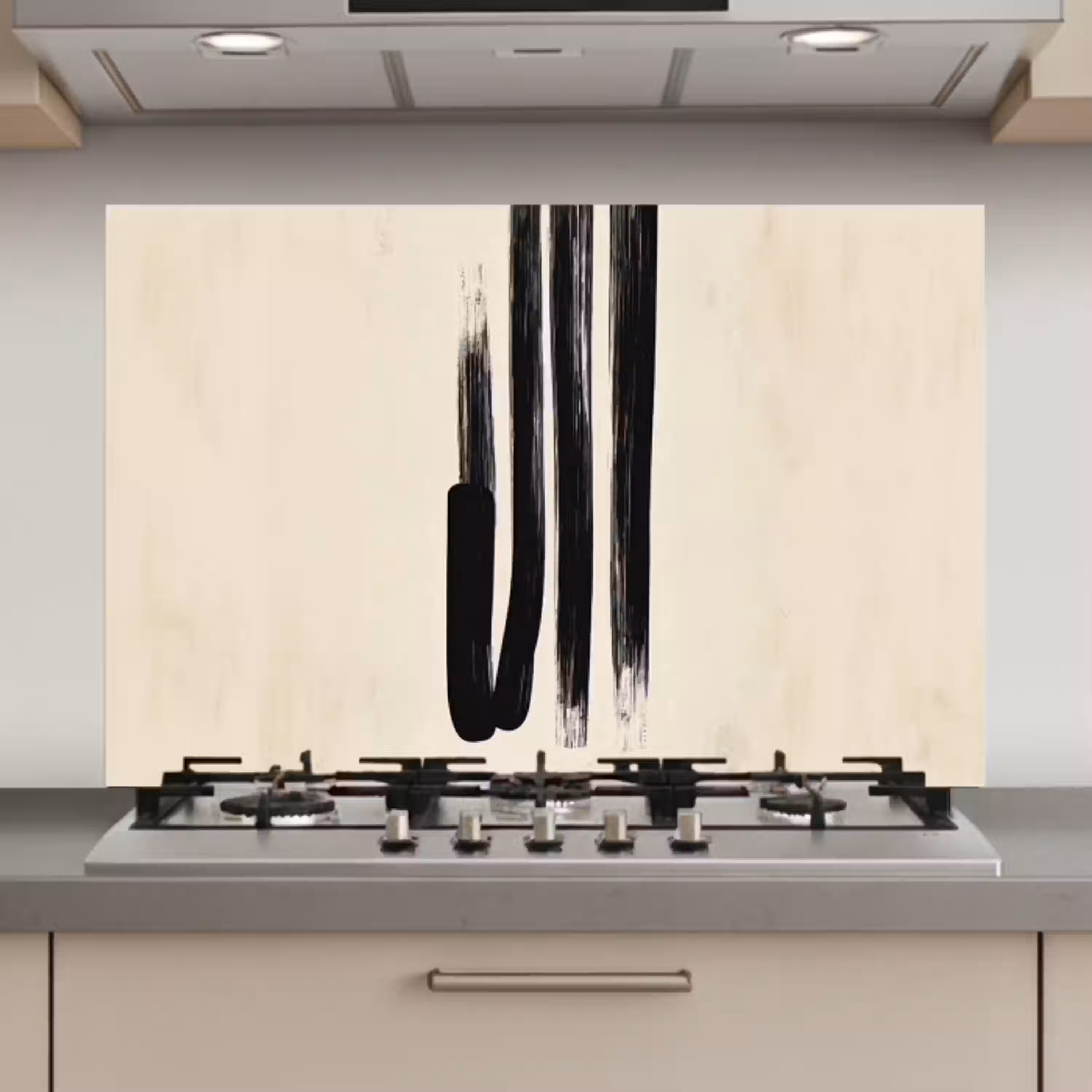 Penseelstreken - Verticaal - Zwart keuken achterwand spatscherm klein -3d_website