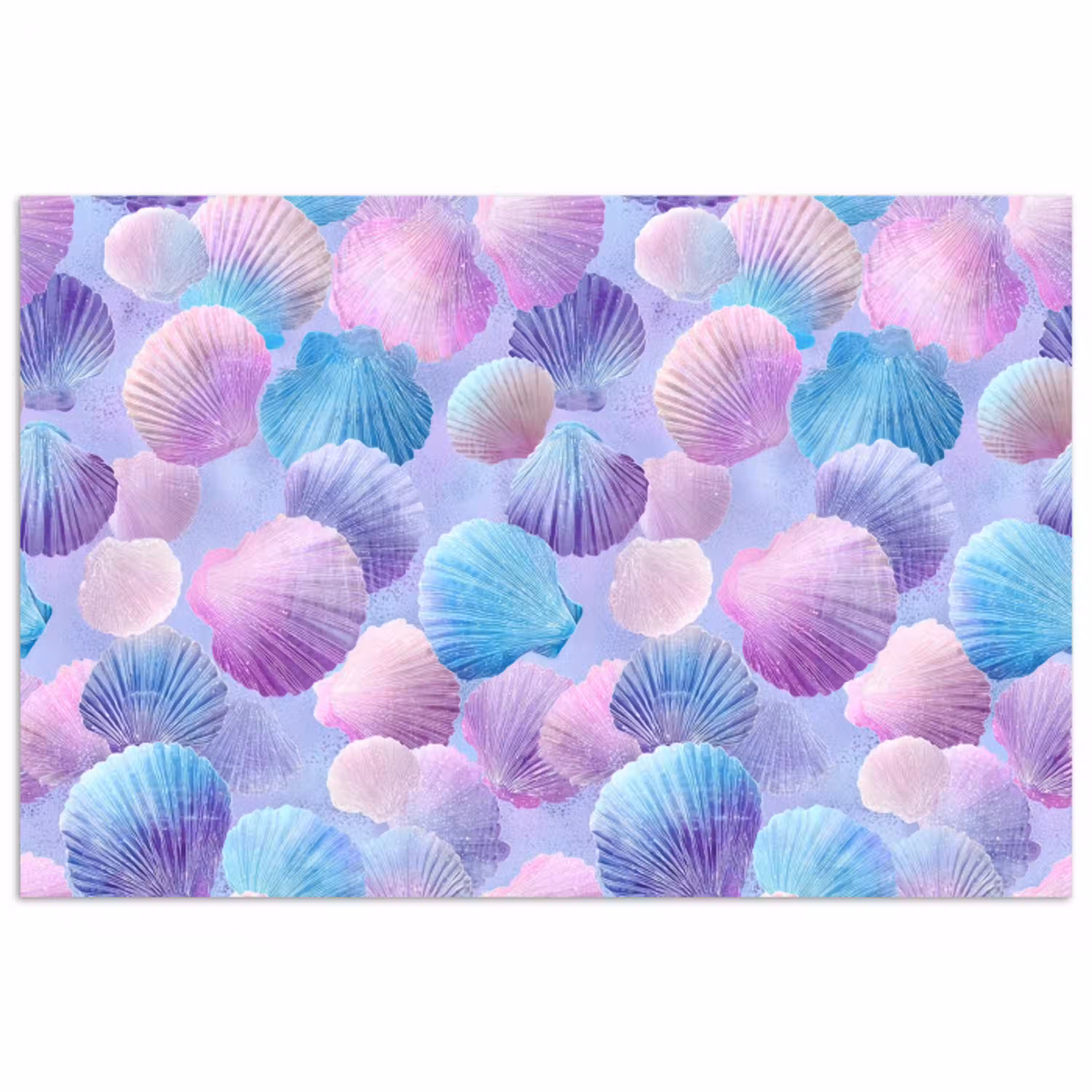 Schelpen - Paars - Blauw - Patroon poster papier klein -3d
