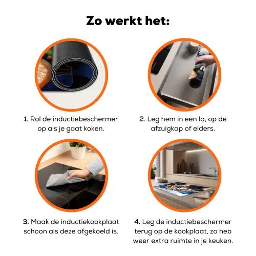 Dorp - Heuvelachtig - Zon - Mozaïek Inductie beschermer vinyl 3mm klein -zzzzzzz-td-werking