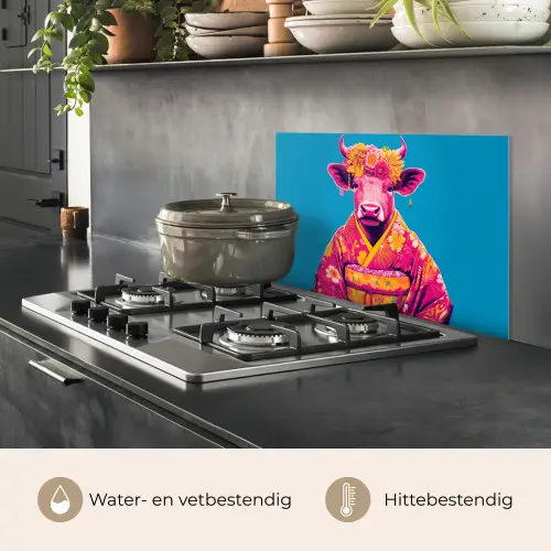 Koe - Bloemenkrans - Oorhangers - Kimono keuken achterwand spatscherm klein -usp_NL