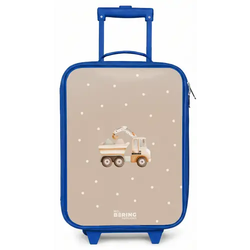 Gele kiepwagen met stenen en stippenpatroon Kinderkoffer - Blauw klein -zz3dotto