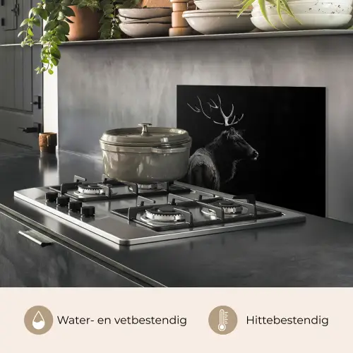 Hert - Zwart - Portret - Gewei - Dieren keuken achterwand spatscherm klein -usp_NL