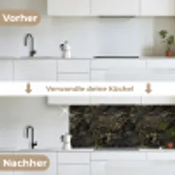 Zwart - Marmer - Goud - Nerf keuken achterwand 2 middel 871 -voor-na_DE