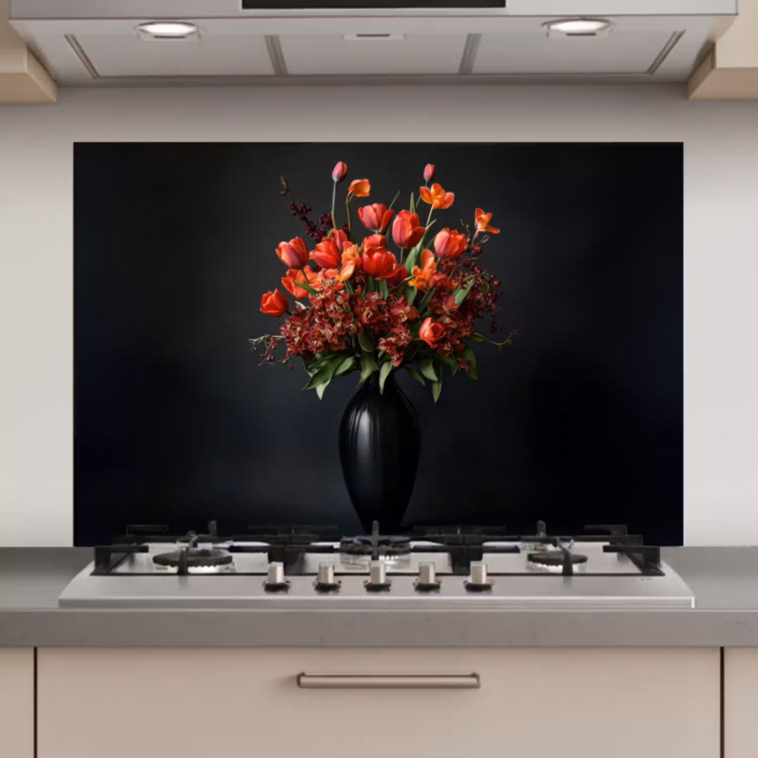Boeket - Tulpen - Vaas - Rood keuken achterwand spatscherm klein -3d_website