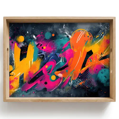 Abstract - Graffiti - Kleurrijk - Verfspatten Dienblad Rechthoek middel -z3d_shopping