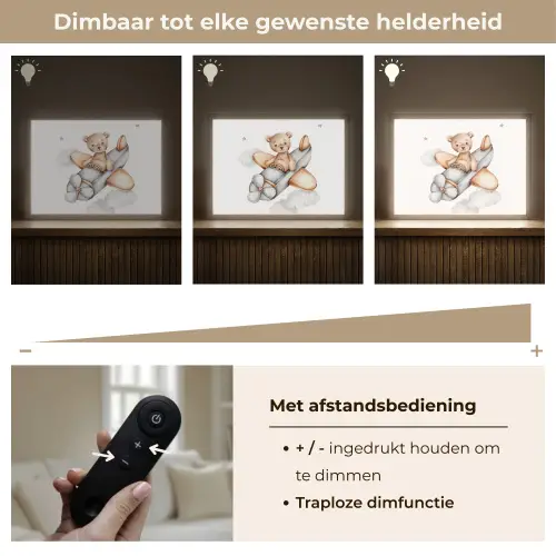 Beer - Vliegtuig - Sterren - Kinderen Light Box met batterij (Wandlamp kind) middel -USP_dimbaarNL