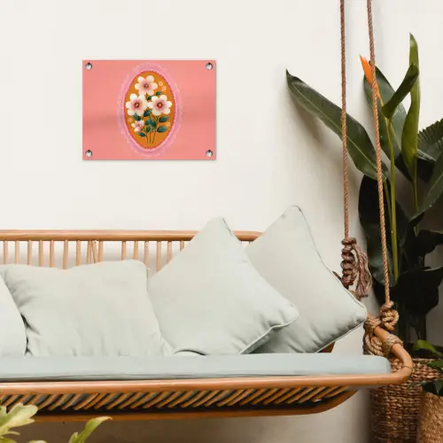 Illustratie - Bloemen - Rand - Roze tuinposter los doek klein -sfeer7