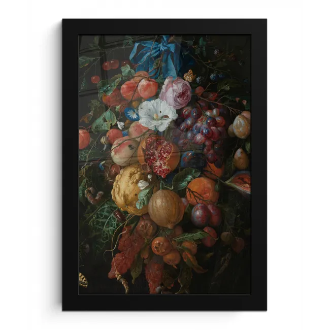 Festoen van vruchten en bloemen - Schilderij van Jan Davidsz. de Heem fotolijst zwart zonder passe partout klein -3d