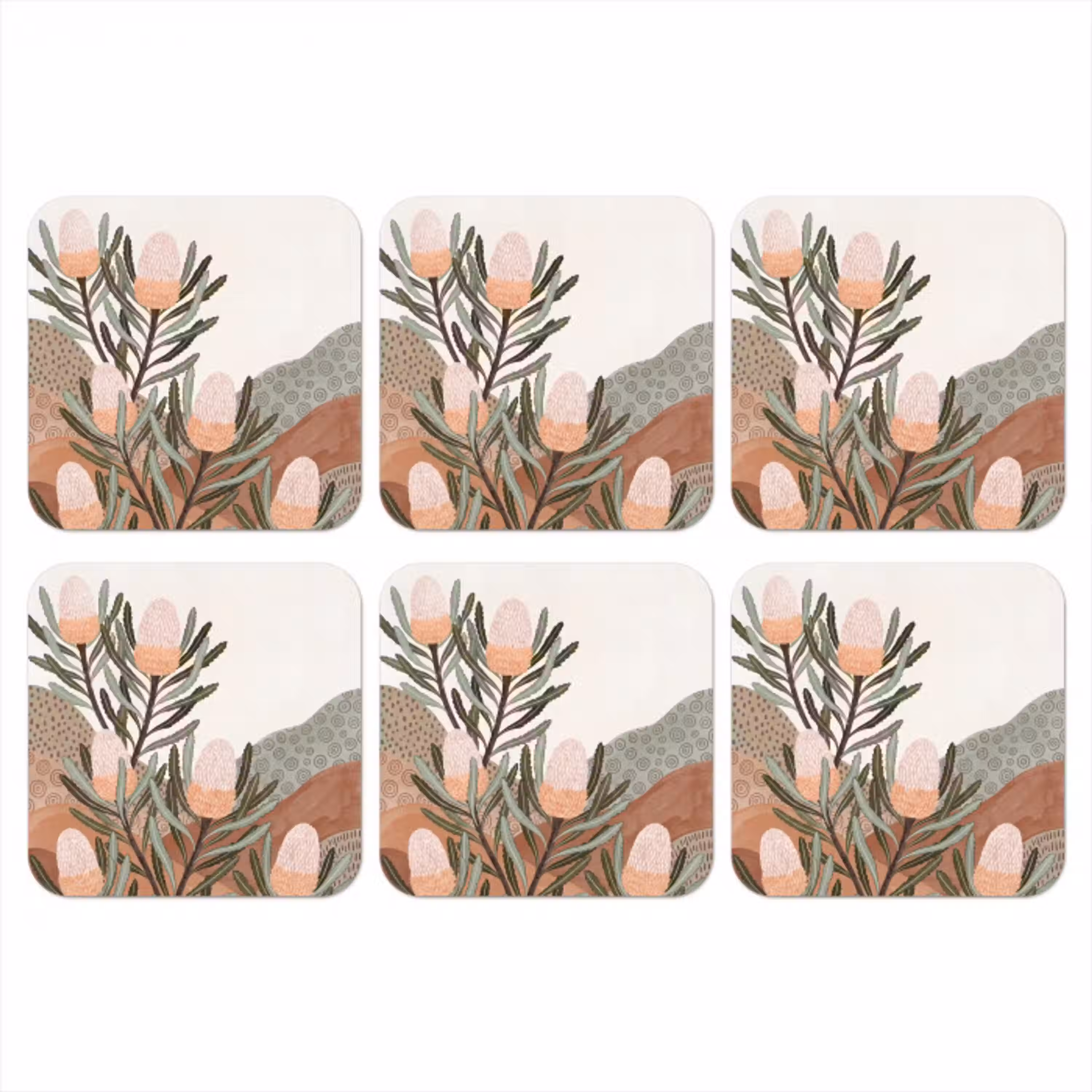 Modern - Heuvels - Terracotta onderzetter kurk middel -3d