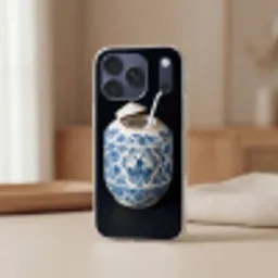 Kokosnoot - Eten - Delfts blauw - Drinken Telefoonhoesje iPhone 17 Pro Max klein -sfeer2