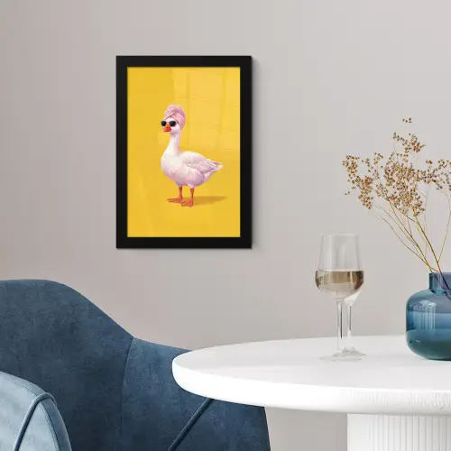 Eend - Zonnebril - Geel fotolijst zwart zonder passe partout klein -sfeer4