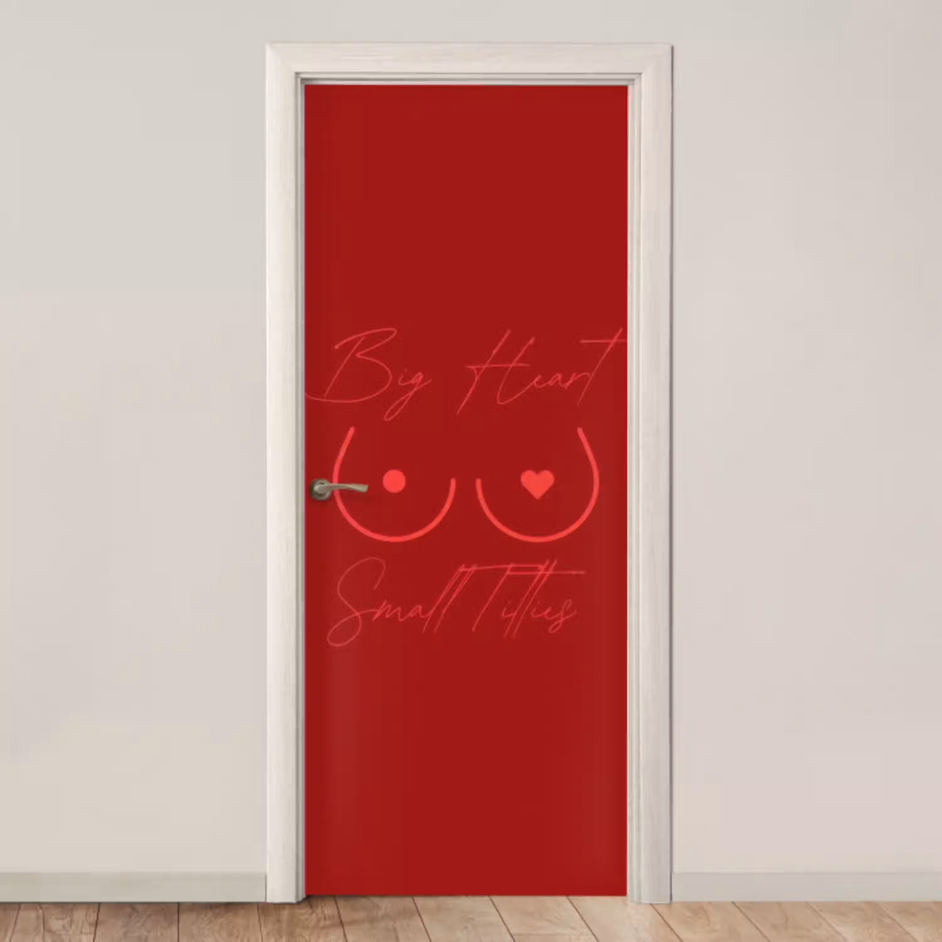 big heart small titties - Hart - Rood deurposter klein -3d_beige