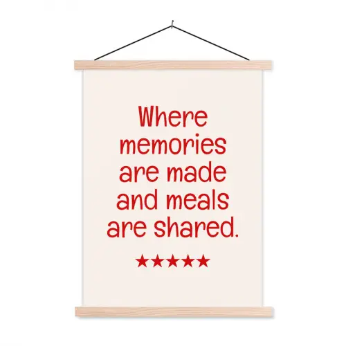 Quote - Sterren - Rood - Memories textielposter latten blank klein -3d